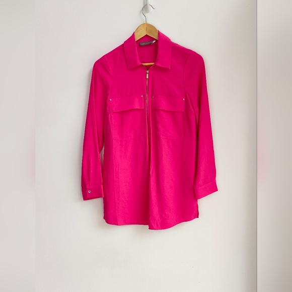 Mint Velvet Fusha Pink Long Sleeve Zip Utility Tunic Top Size 10 - Picture 2 of 7